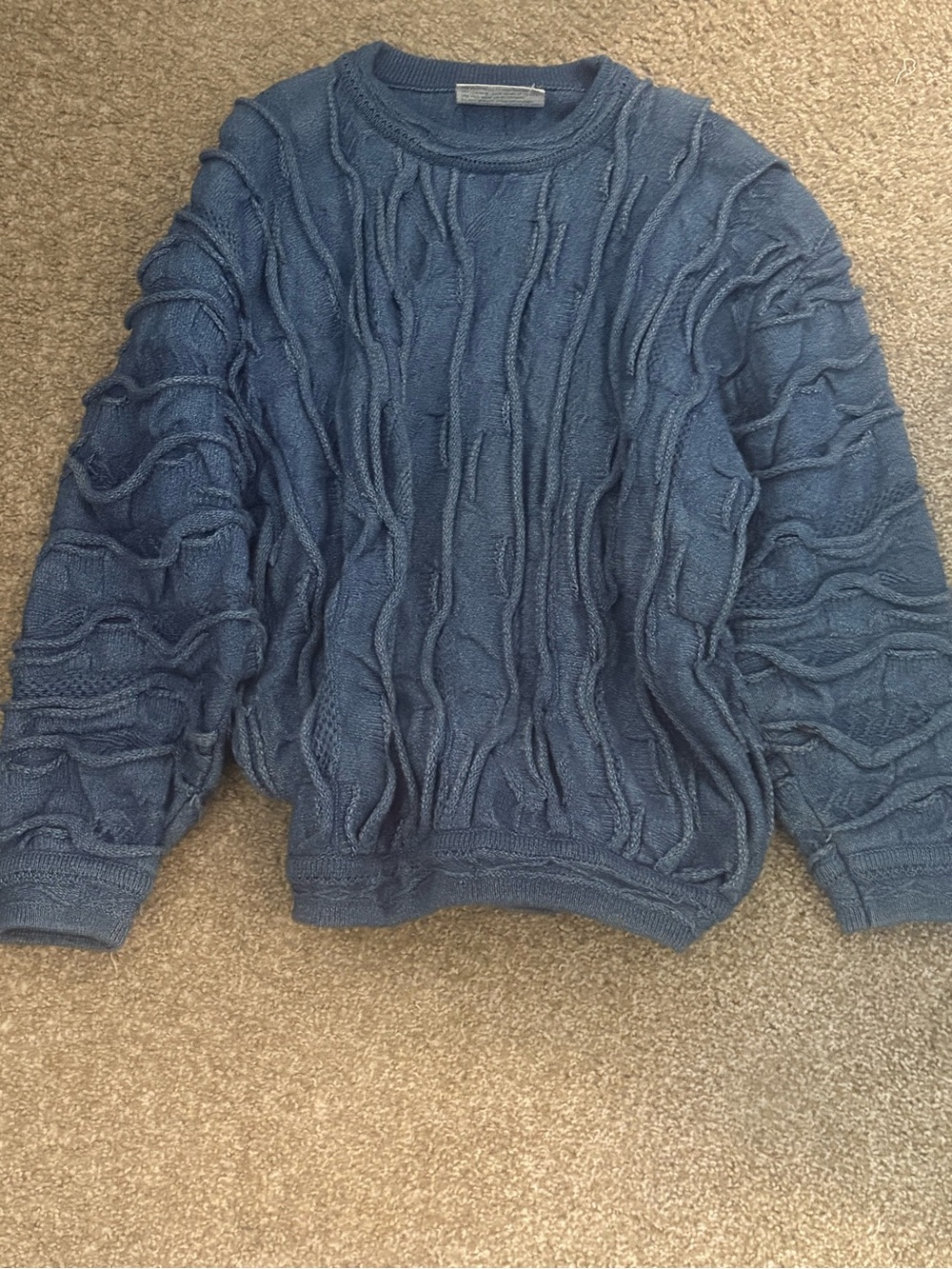 COOGI Navy Blue Ribbed Crewneck Sweater